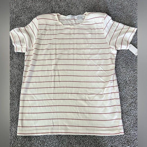 Liz Claiborne white and red striped blouse with pads - Picture 1 of 3